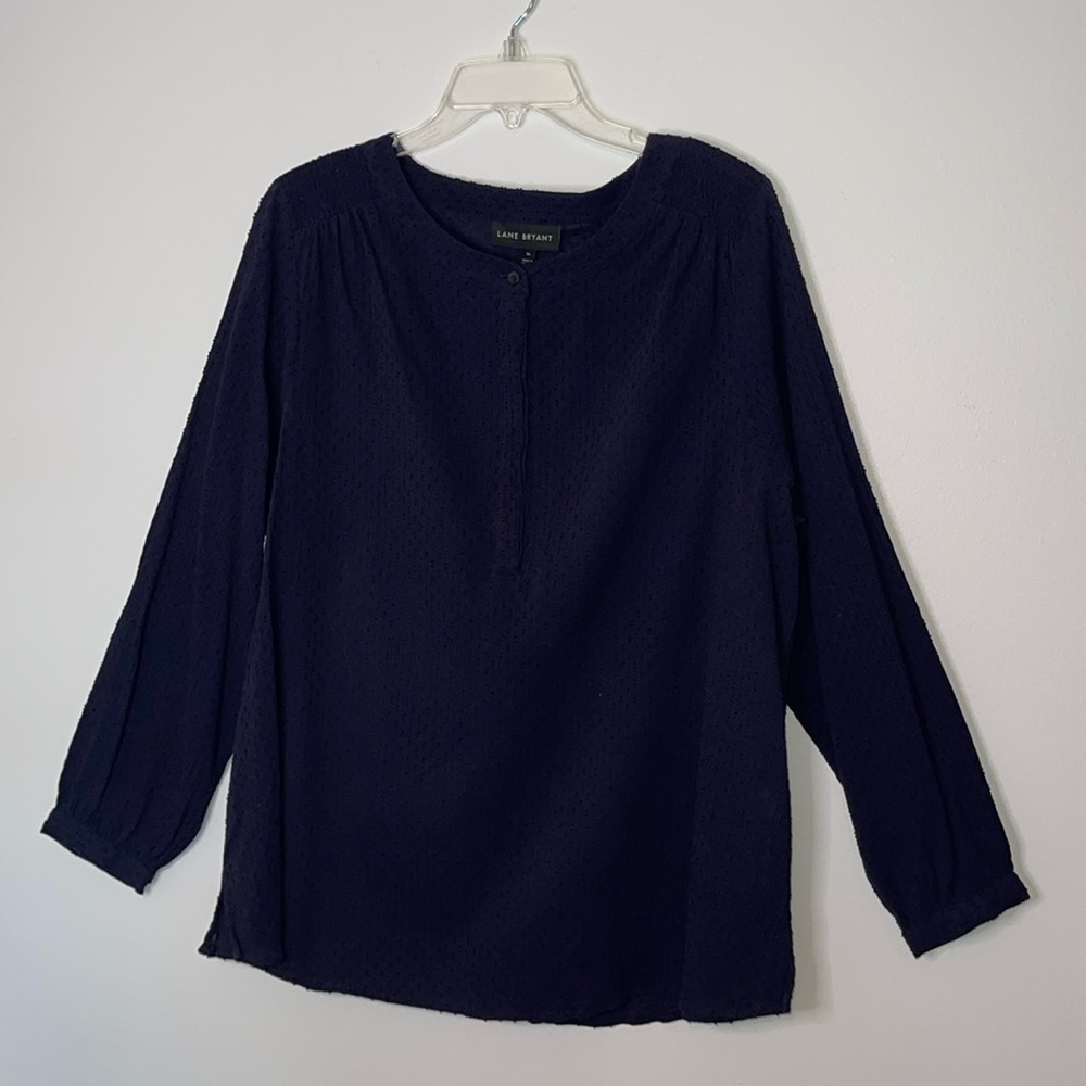 Lane Bryant Tunic Blouse Navy Blue Size 16